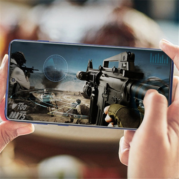 Smartphone displaying a first-person shooter game with full screen clarity and vibrant colors.